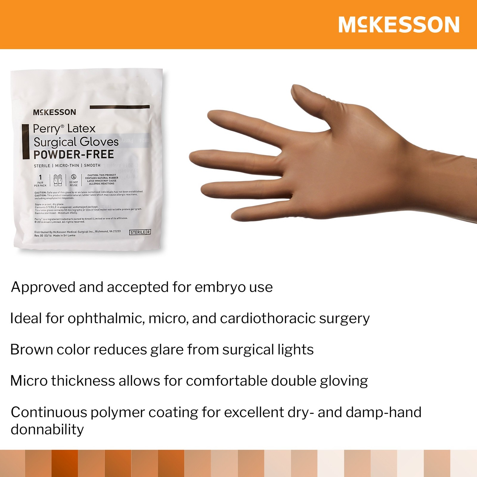 McKesson Perry Latex Surgical Glove Standard Cuff Length SIZE 5.5 50 per Box