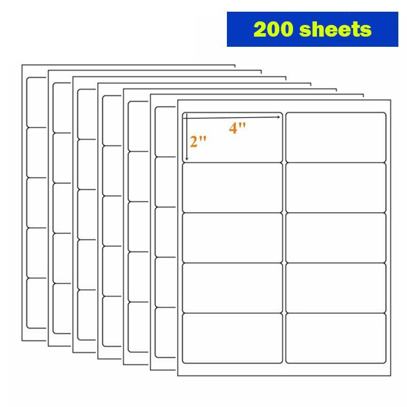 2000 Labels 2″ x 4″ Blank Postage Self Adhesive Mailing Labels 10 Up 200 Sheets