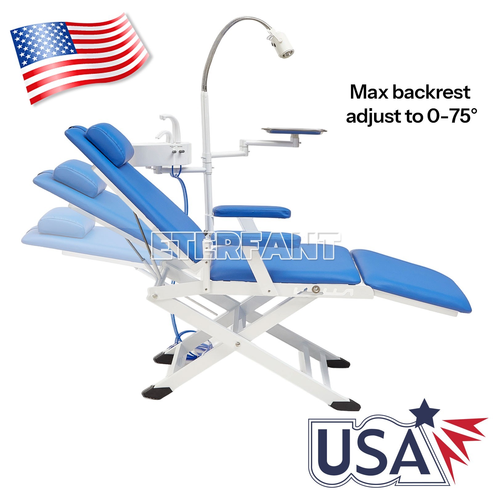 USA Dental Suction Unit Negative Pressure Pump/Portable Folding Chair+ LED Light