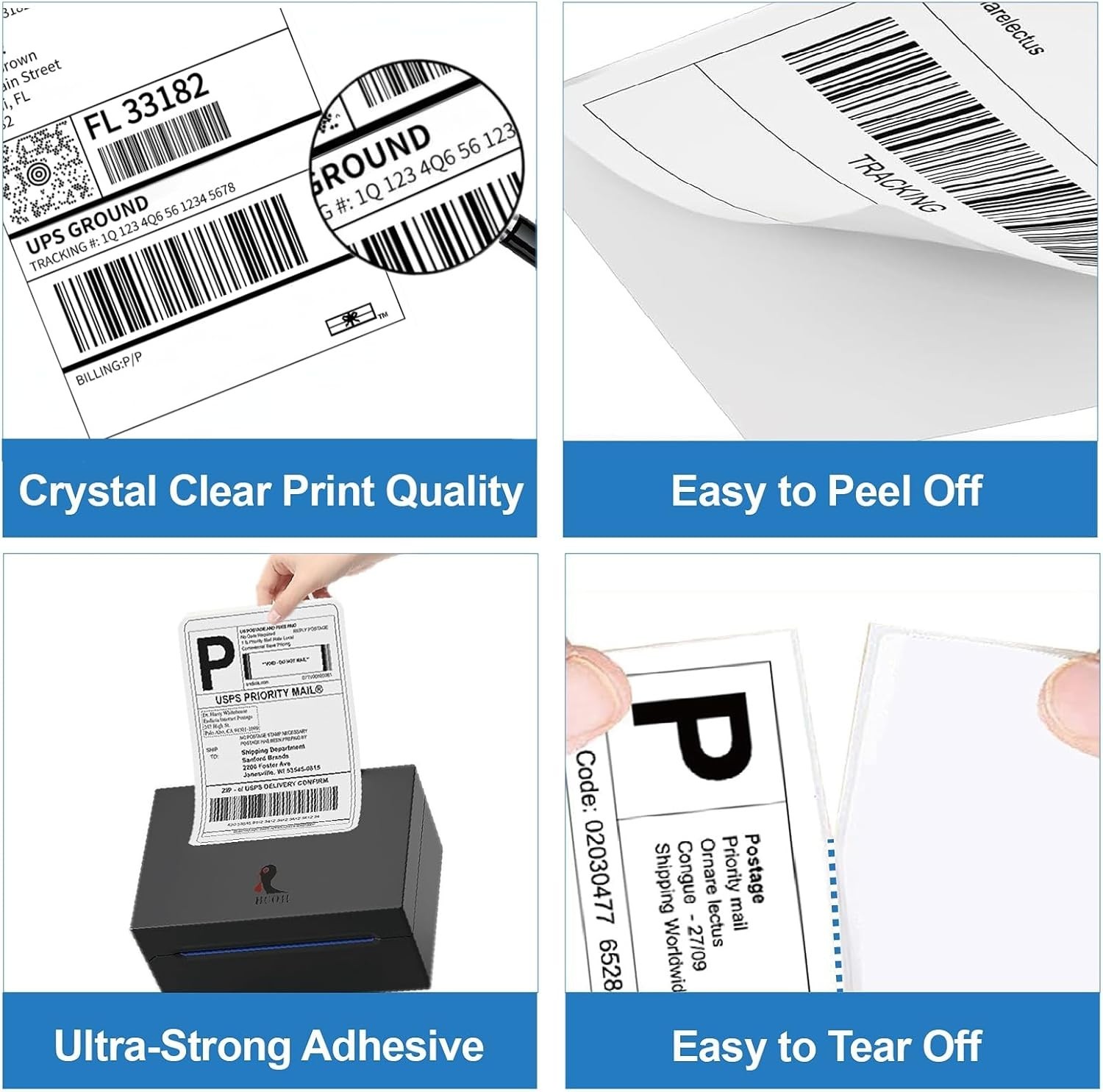 100 4×6 Thermal Labels 100/Stack, Shipping Thermal Labels 4×6 Fanfold Compati…