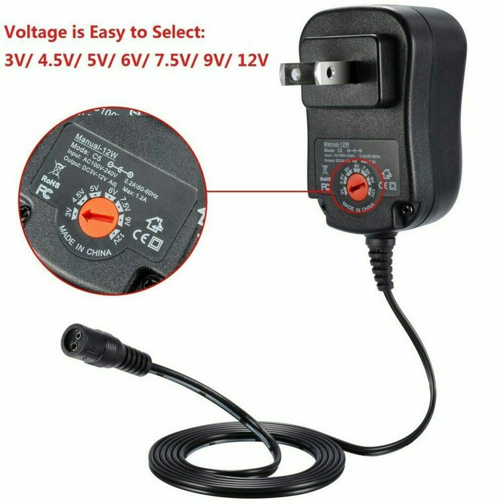 12W Universal Adjustable AC/DC Power Adapter 6V 9V 12V Power Supply Plug Charger