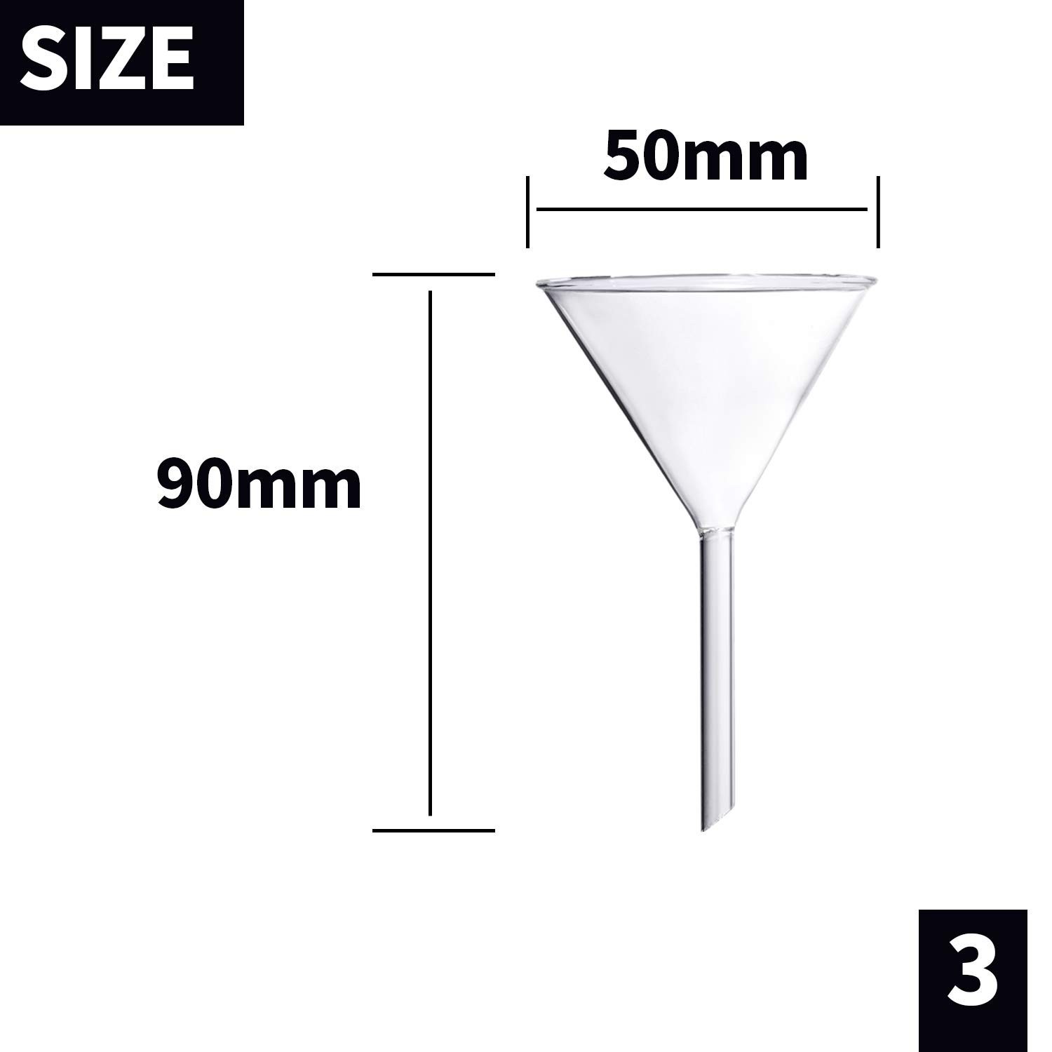 Glass Funnel Set, 4 Pcs Lab Borosilicate Glass Funnels, 100mm (170mm Length), 75