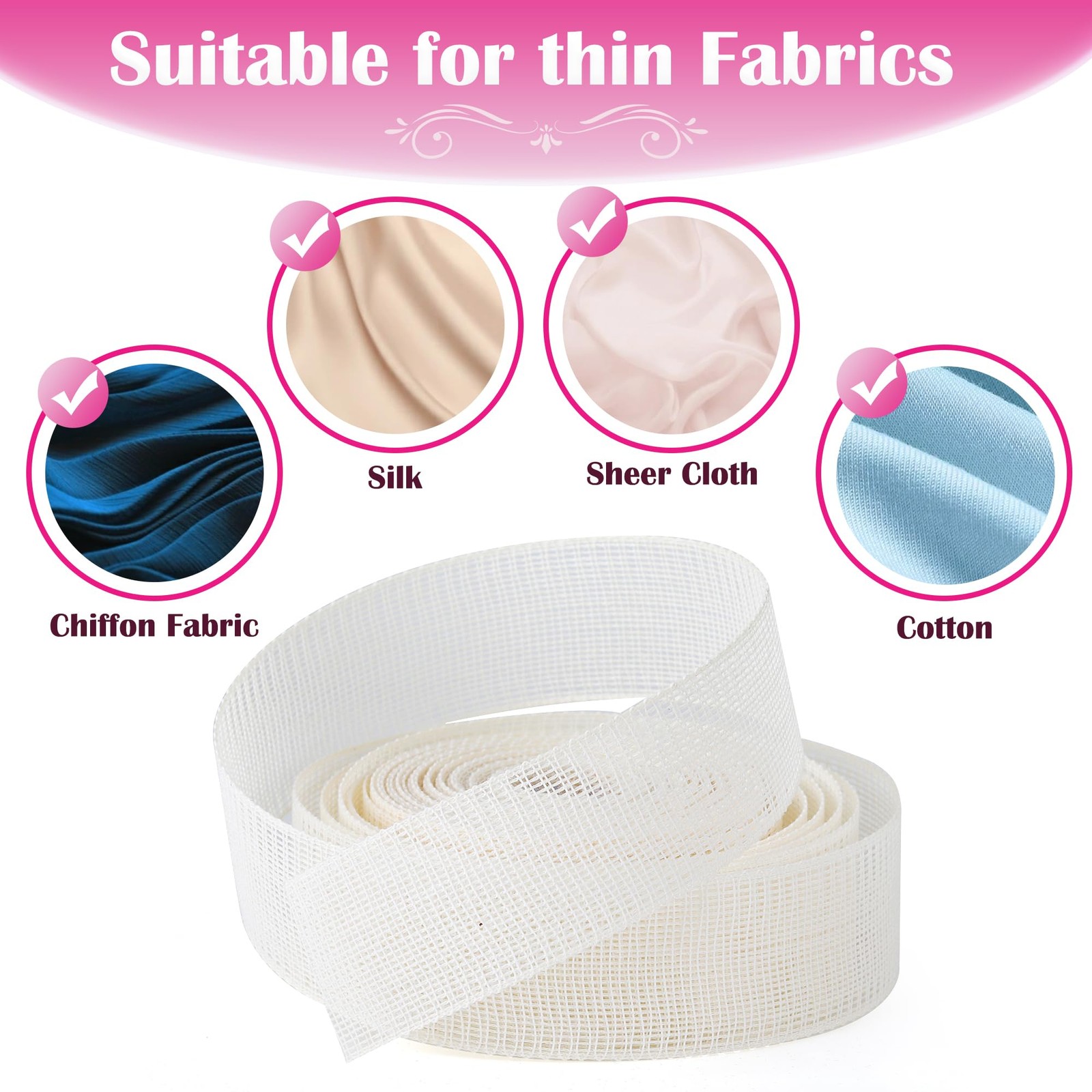 MYLbeter Fishbone Hem Tape for Sewing 2.5 yards x 1.38 inches, beige 2.5yards