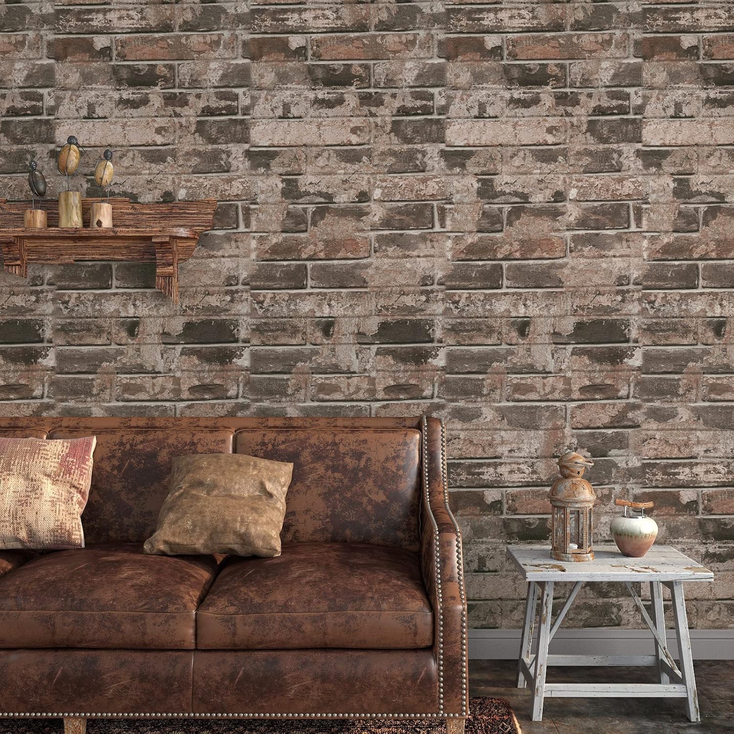 VaryPaper Vintage Brown Brick 15.7''x78.7'',