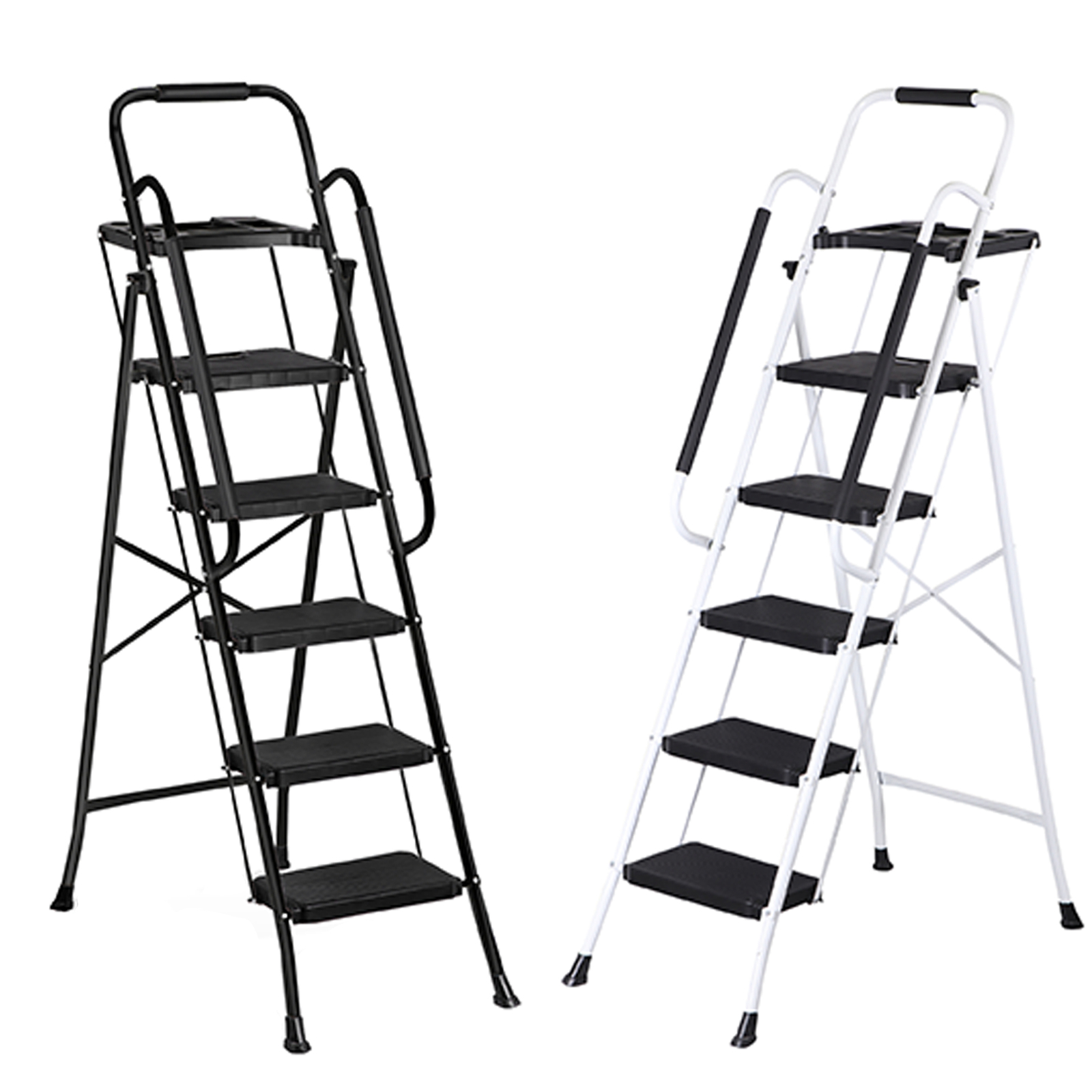 Durable Metal Step Ladder Features Automatic Locking Buckle And Non Slip Handles