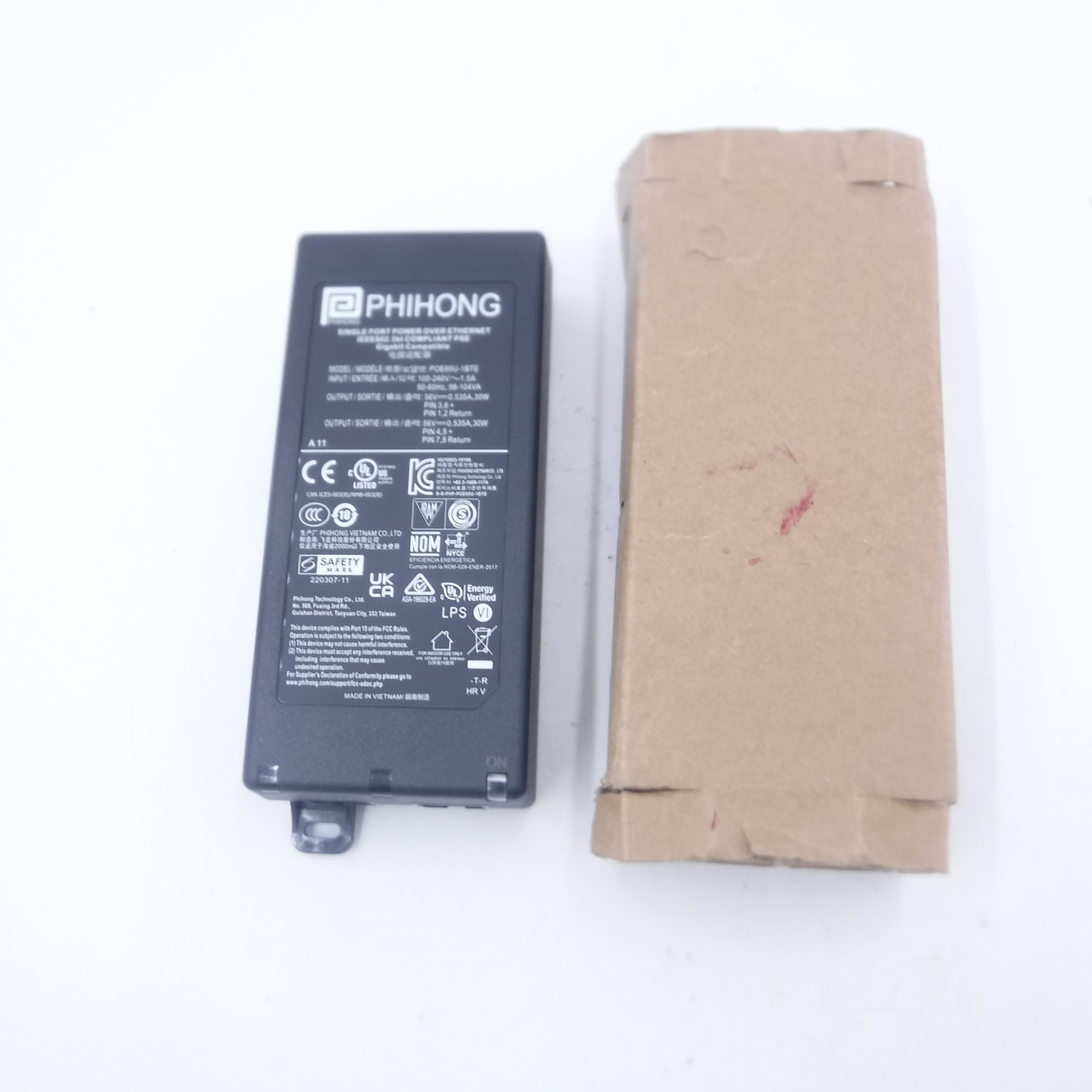 PhiHong Single Port Power Over Ethernet Midspan Adapter POE60U-18TE
