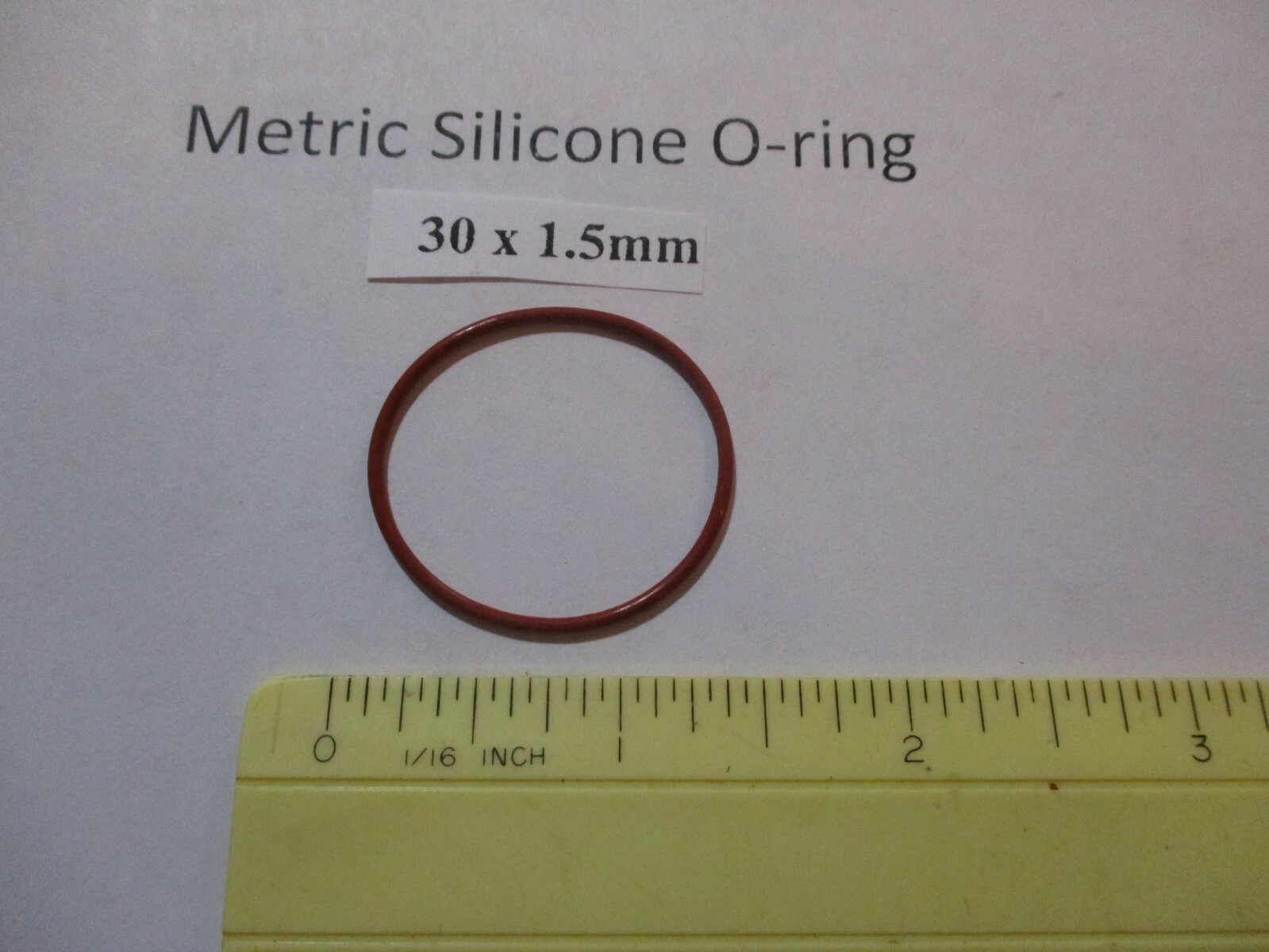 30mm ID x 33mm OD x 1.5mm thick SILICONE O-ring. Quan 1.
