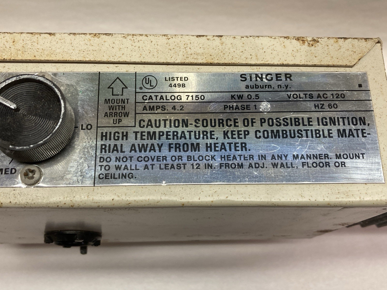 Singer,7150,1-Phase Industrial Heater Element 0.5KW 120Vac 4.2A 60Hz