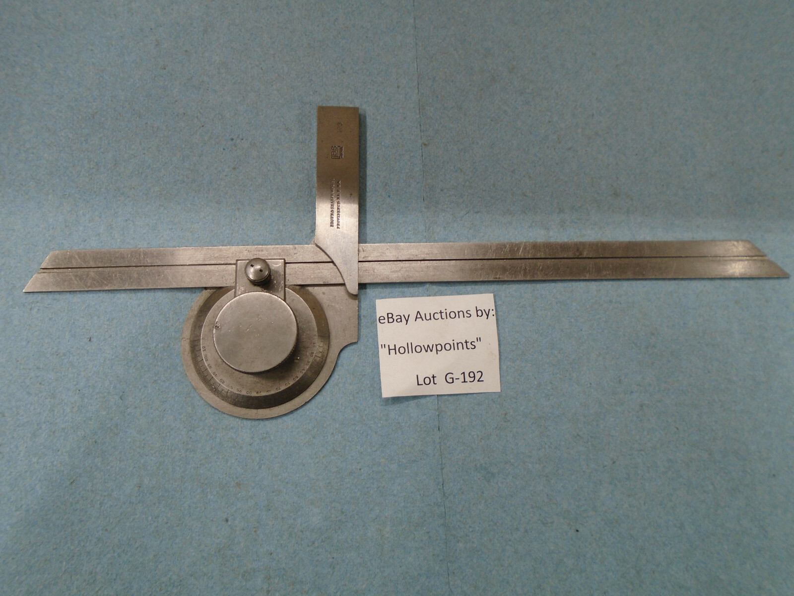 Brown & Sharpe No. 493 Bevel Protractor w/ 12″ Blade 0-90-0 Degrees 180 Deg G192