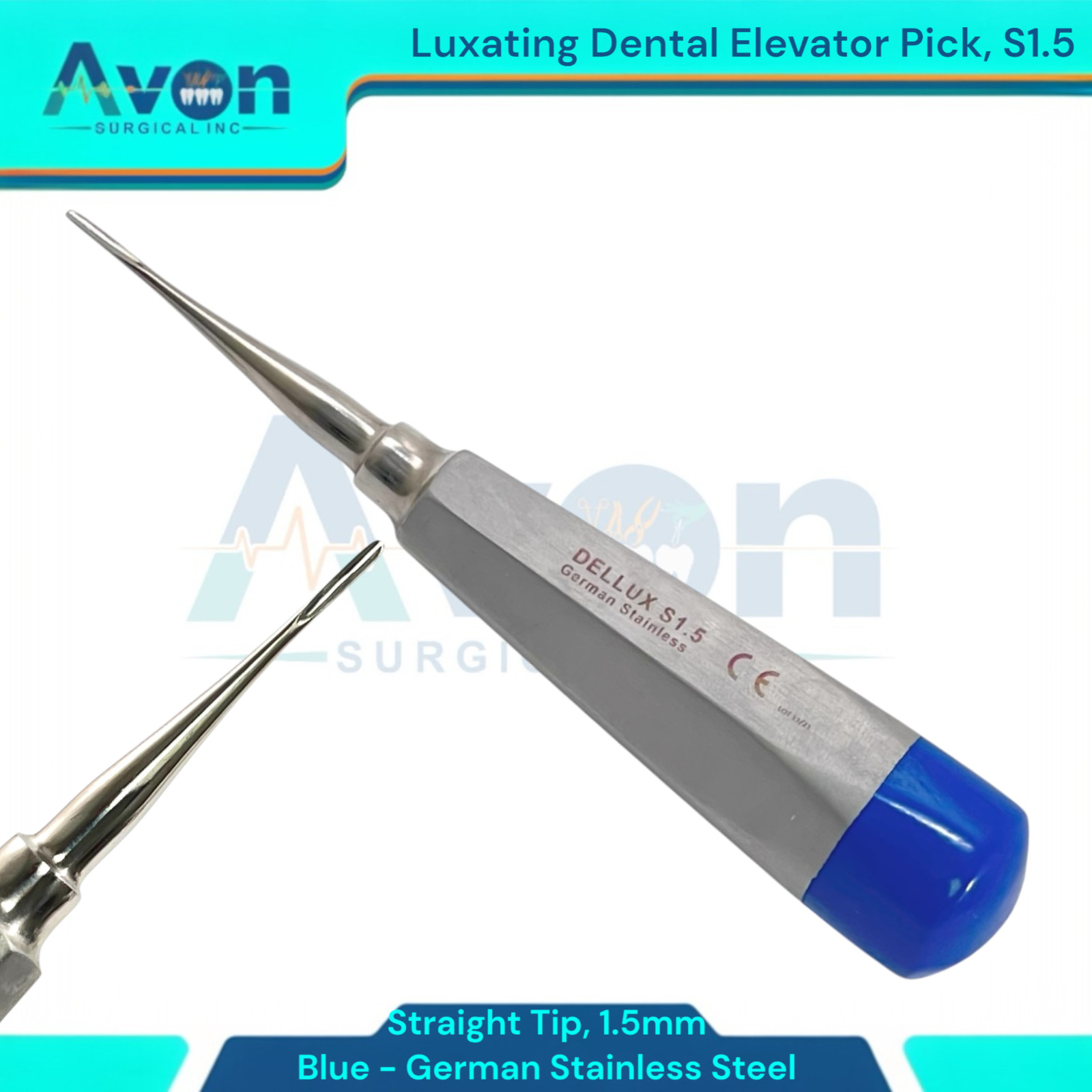 Dental Tooth Extraction Luxating Elevators, 1.5mm to 5mm, STR, German Steel(5PK)