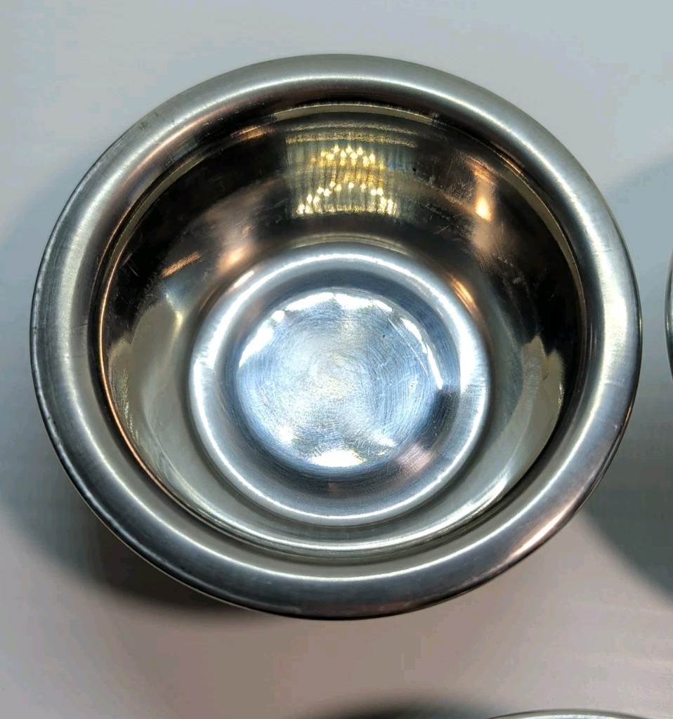 Set of 3 -Stainless Steel 4″ Bowls Prep Bowls Pre Owned Good Condition See Pics