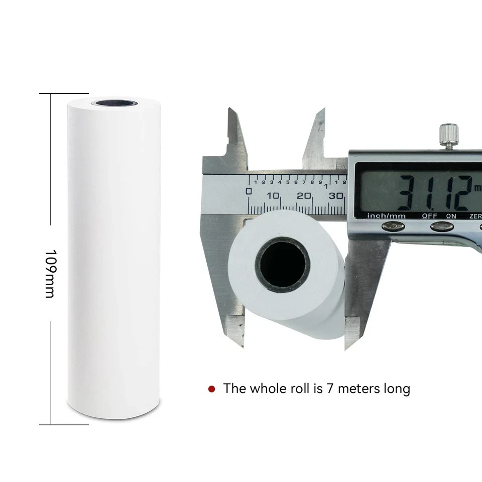 NYEAR A6 Thermal Paper 6 Rolls(110mm/4.3″width/7m long,Φ1.18″) for portable p…