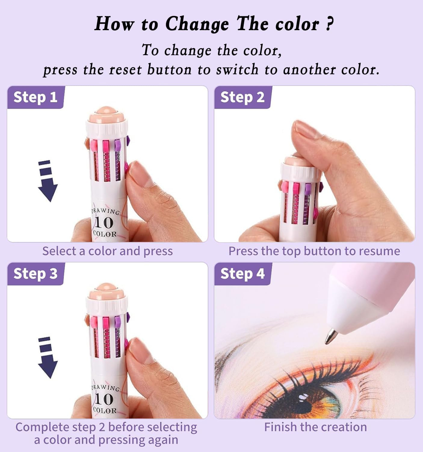6 PCS Multicolor Pen in One 10-In-1 Retractable Colored Ballpoint Pens for Offi