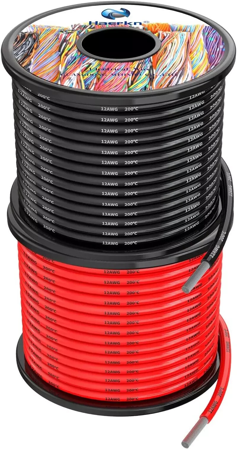 12 Awg 3.3Mm² Silicone Electrical Wire Cables 60 Feet [30Ft Black and 30Ft Red]