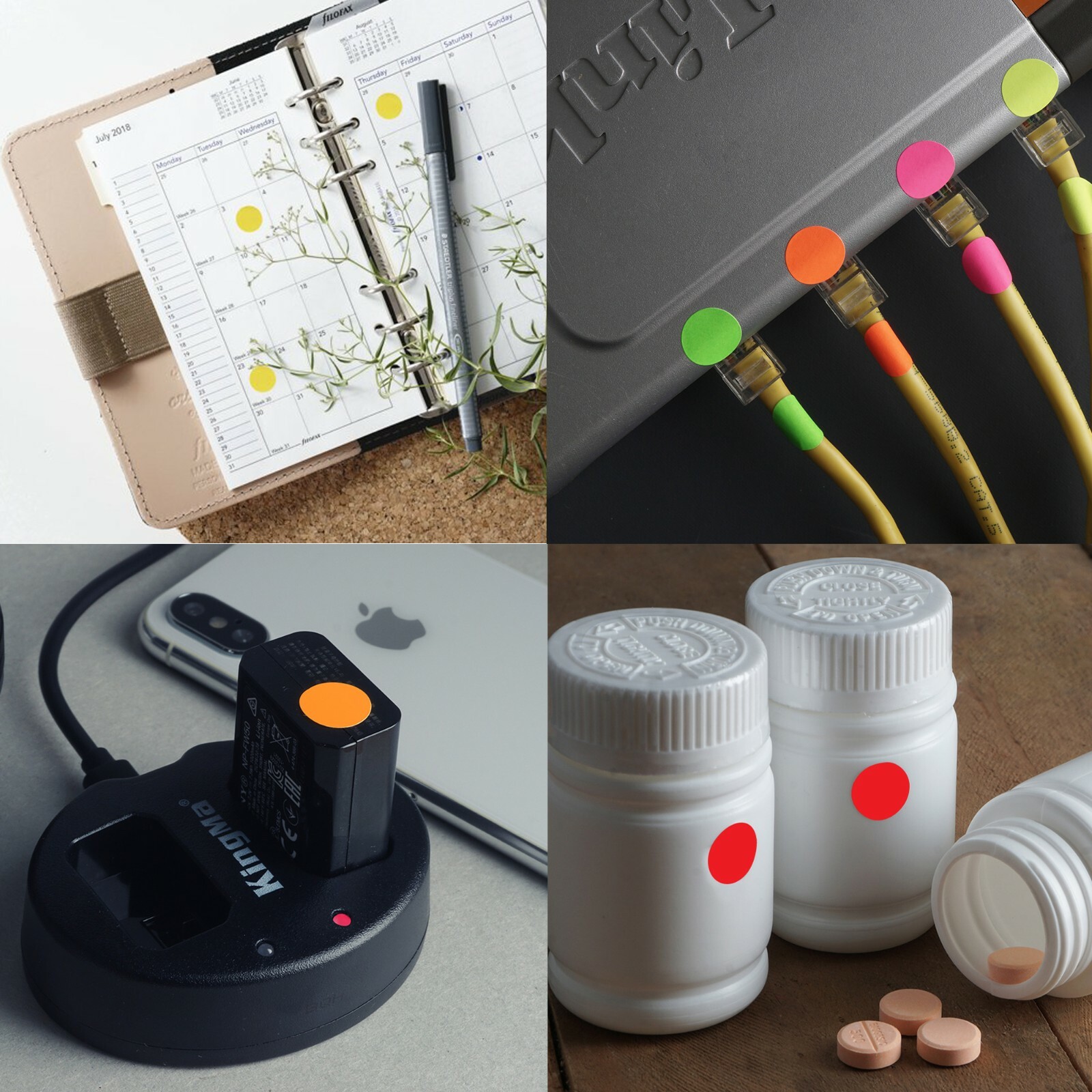 Round Dot Color Coding 1/2 Inch Stickers 13mm Circle Labels for Crafts 1080 Pack