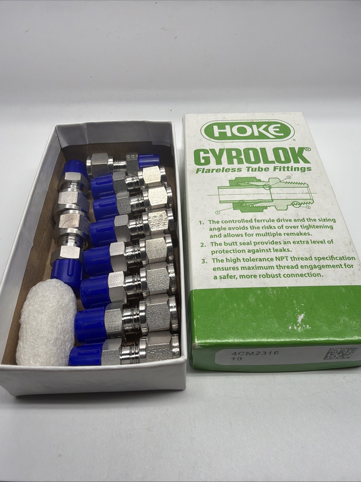 10 Hoke Gyrolok 4CM2316 Fittings 1/4” Tube X 1/8 MNPT Swagelok REF SS-400-1-2