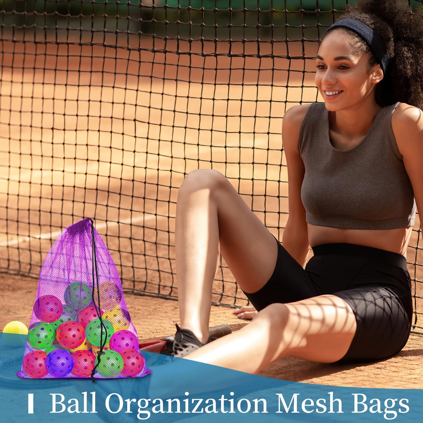 6 Pcs Mesh Bags Drawstring, 14×17 Inch with Lock, Small, Multicolor