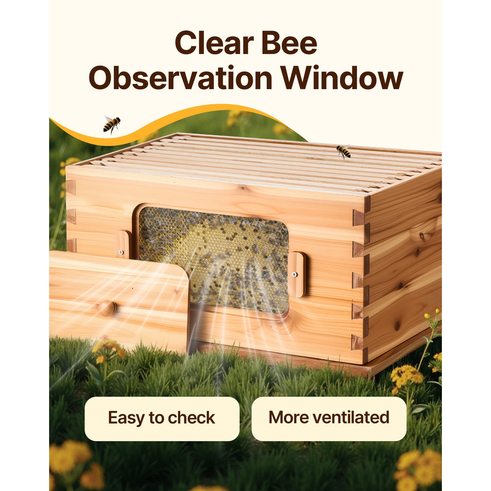 VEVOR Bee Hive Langstroth Kit 20 Deep & 20 Medium Frames with Acrylic Windows