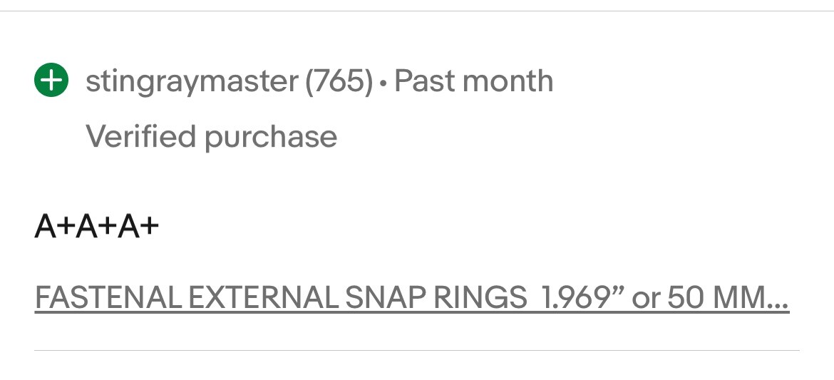 FASTENAL EXTERNAL SNAP RINGS 1.969” or 50 MM NEW DIN471 Steel Qty-5 (open box)