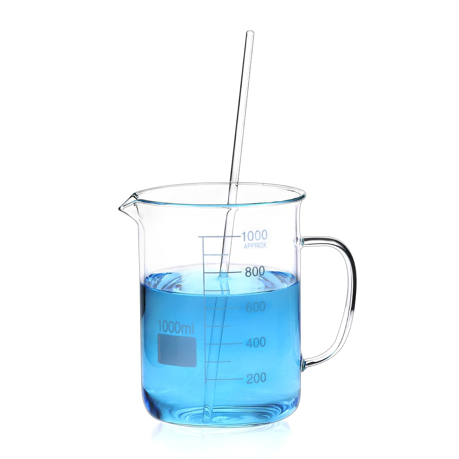 2 Pack 1000Ml Borosilicate Glass Beaker with Handle, & 10 Pcs 12″ Science Glass