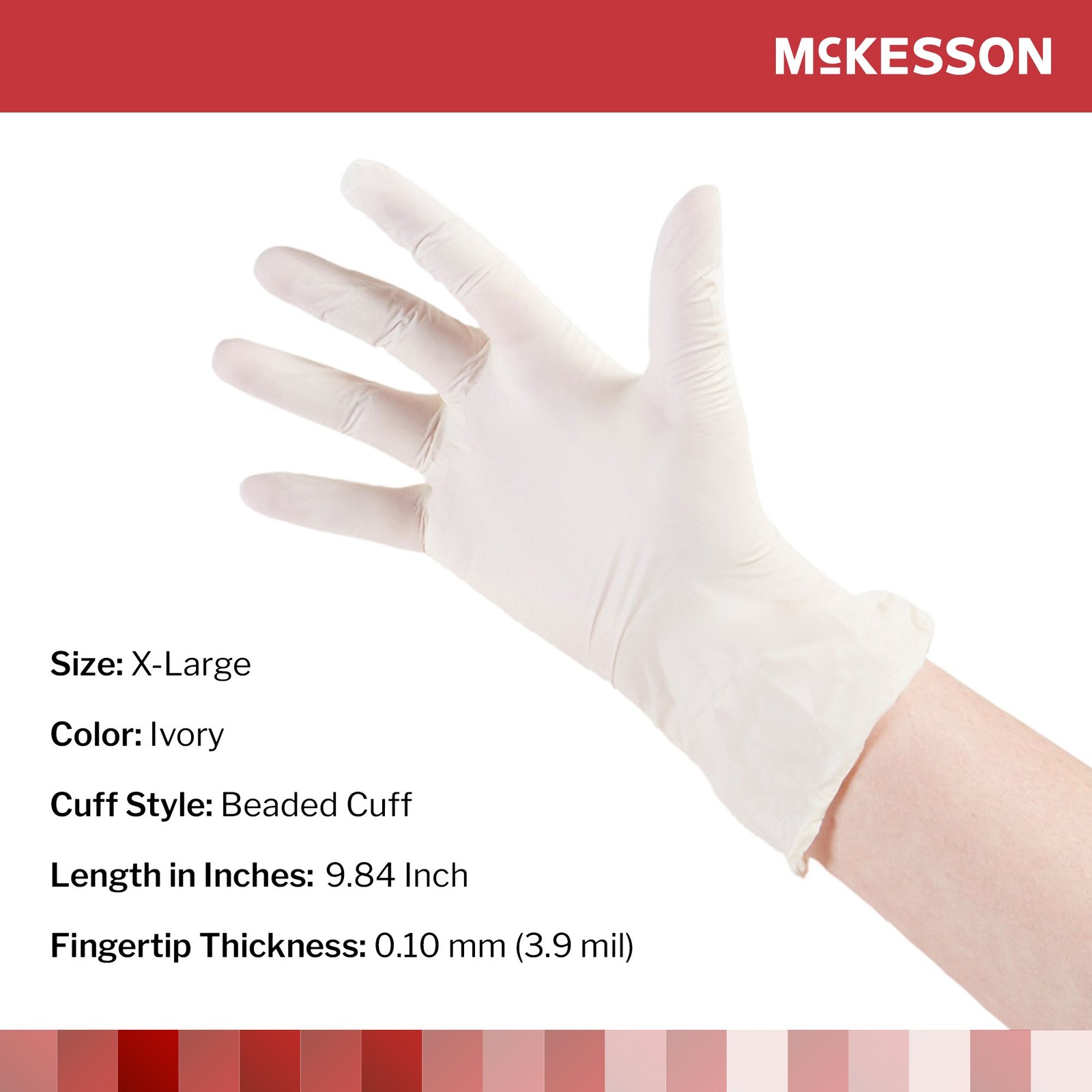 McKesson Stretch Vinyl Exam Glove Standard Cuff Length X-LARGE 100 per Box