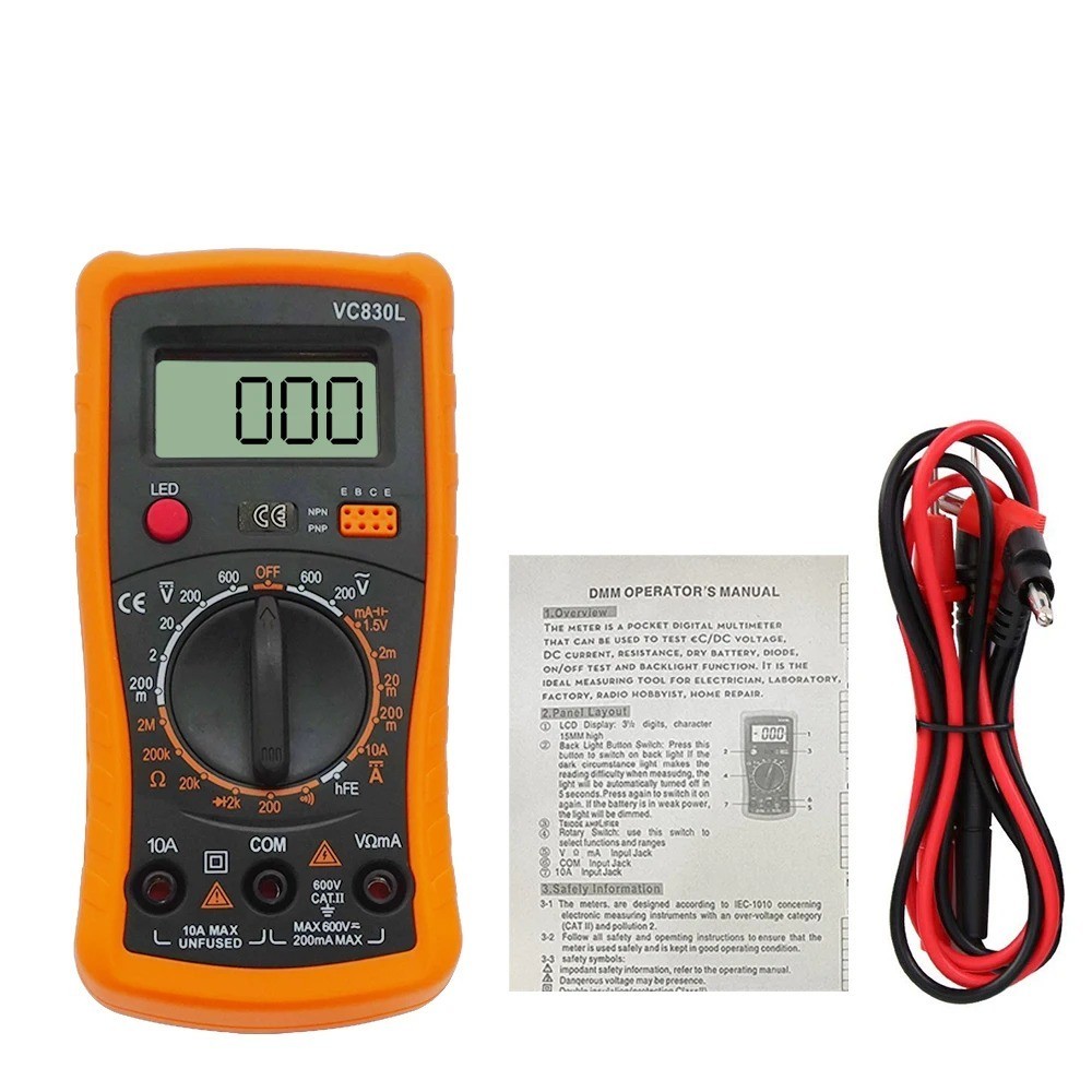 XL830L VC830L Handheld Digital Multimeter LCD Backlight Portable AC/DC Ammeter V