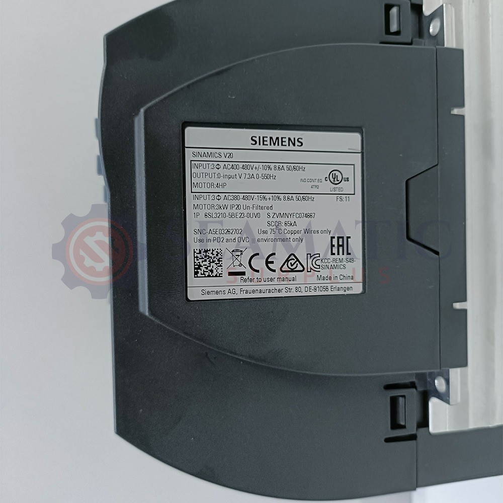 New Siemens 6SL3210-5BE23-0UV0 Inverter Drive, 3 kW, 3 Ph, 400 Vac, 7.3A, V#978