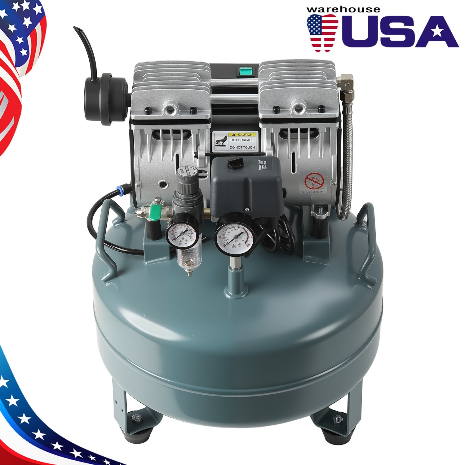 600W 24L Portable Dental Air Compressor Oil Free Silent Air Pump 110V