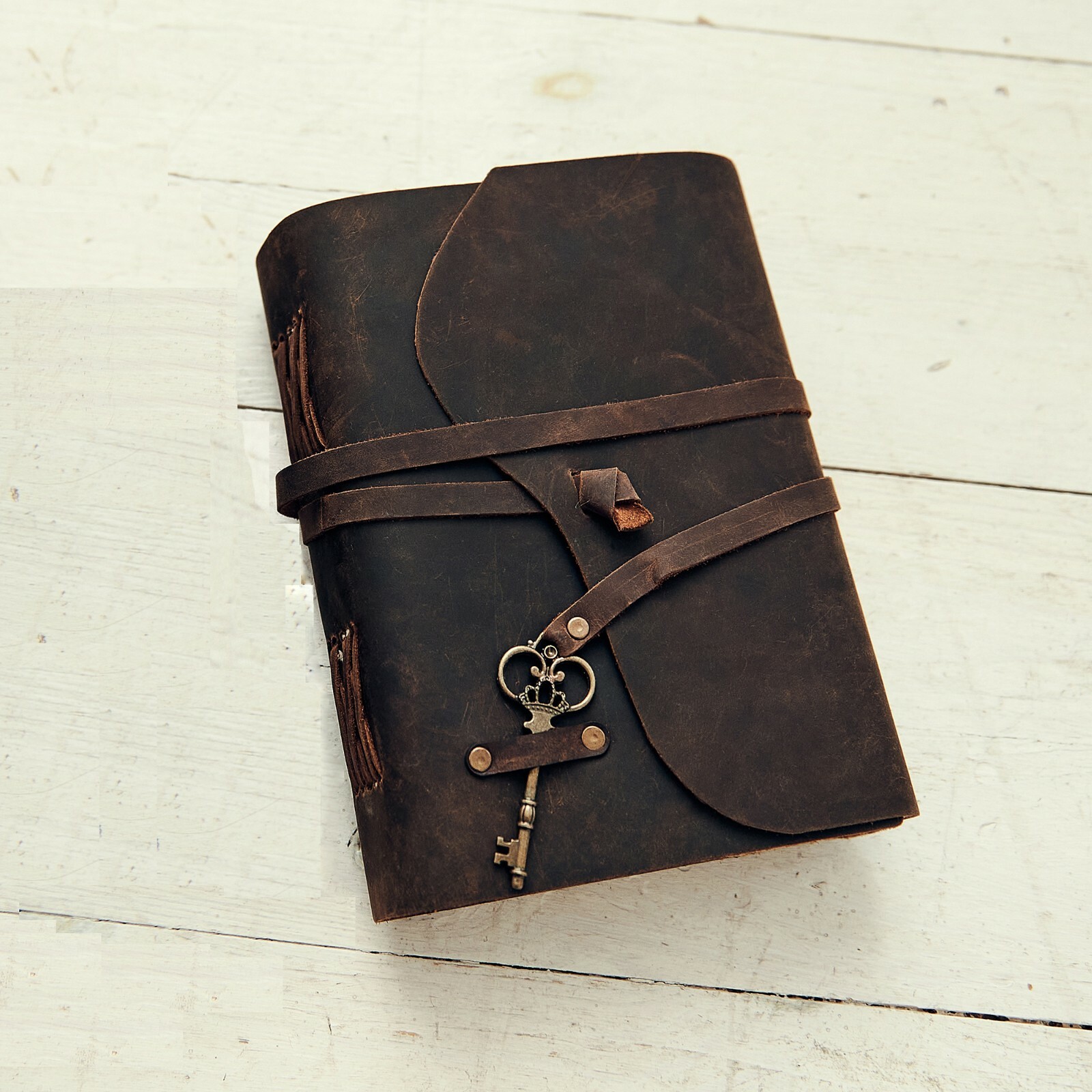 Genuine Leather Journal Vintage Rustic Leather Bound Journal Deckle Edge Paper