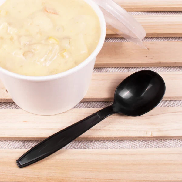 Karat PP Plastic Extra Heavy Weight Soup Spoons – Black – 1,000 ct, U2032B
