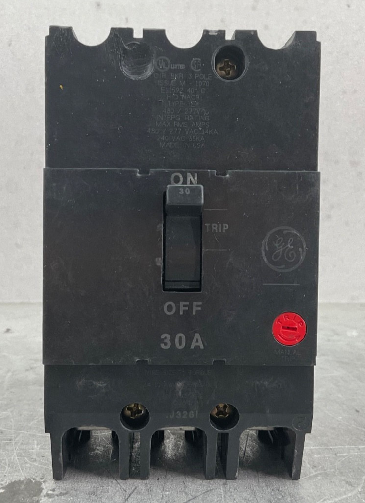 G.E. TEY330 CIRCUIT BREAKER 30 A 480VAC/277VDC TEY LINE SOLD INDIVIDUAL NEW