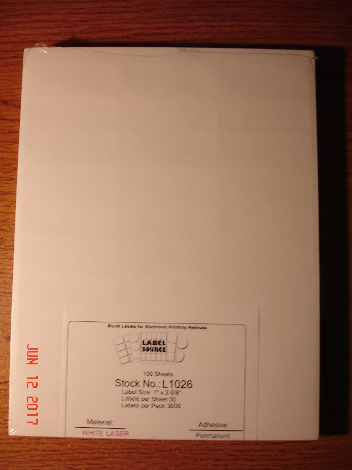Label Source 100 Sheets 30-UP Easy to Peel Labels 1″x2-5/8″ White Laser