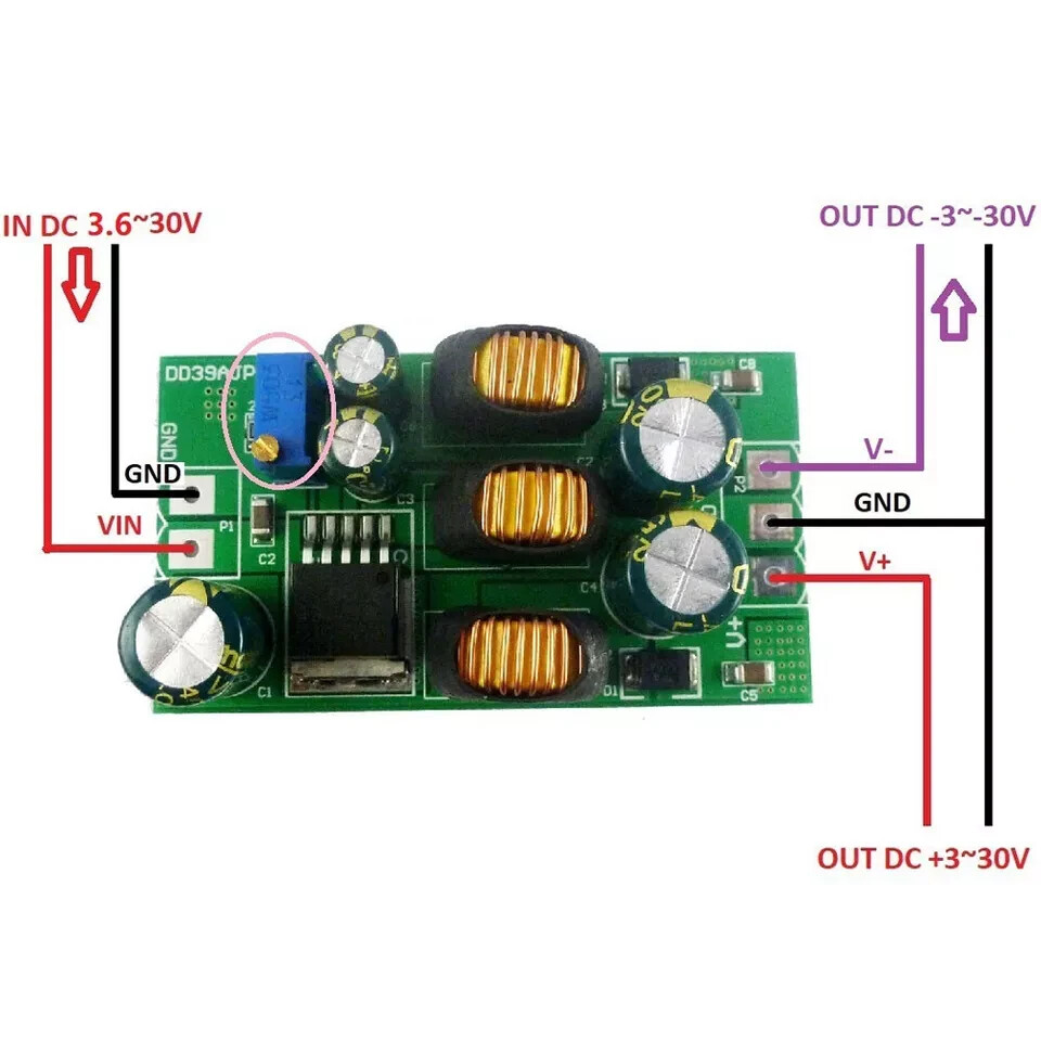 20W DC-DC 5V-30V TO 5V 6V 9V 12V 15V 24V Positive & Negative Boost-Buck