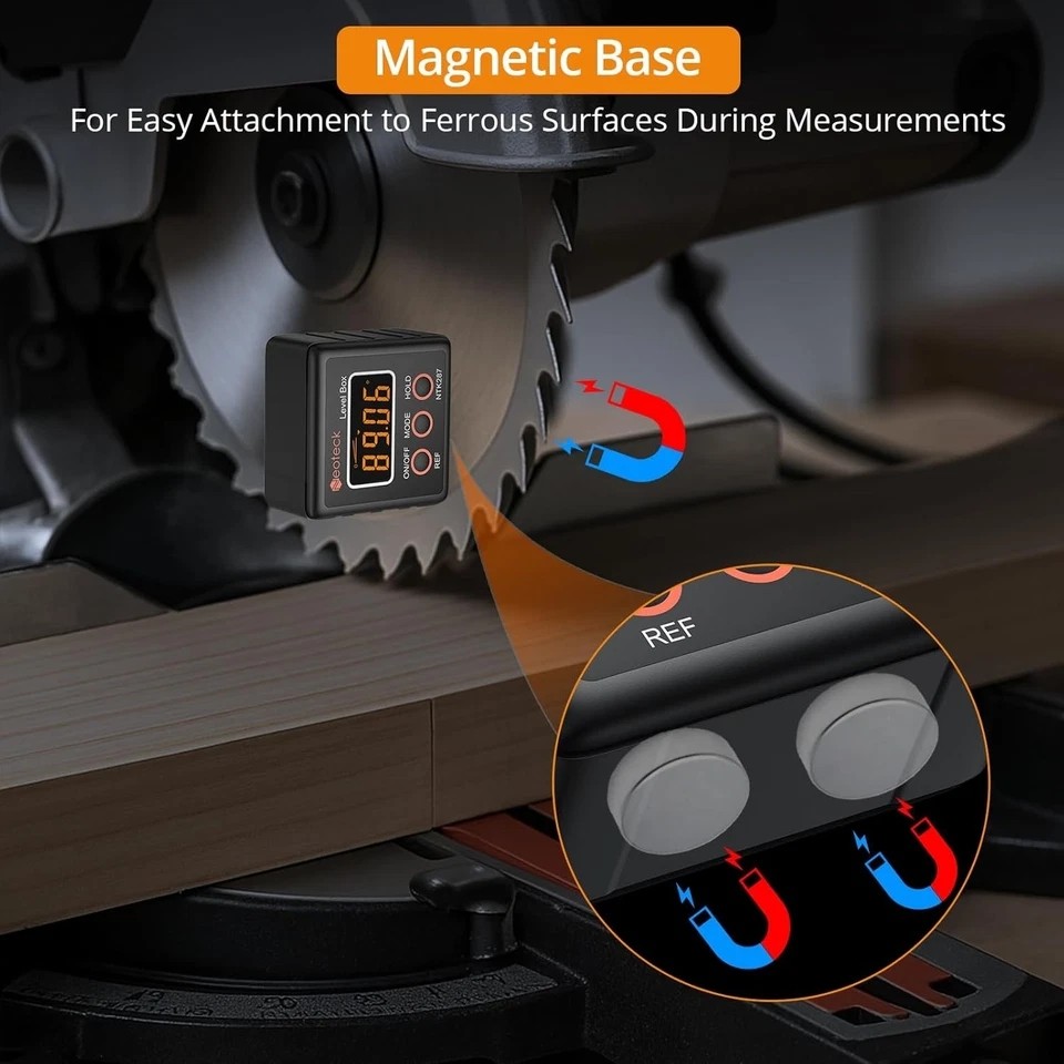 4*90° Digital Protractor Angle Finder Inclinometer Magnetic Gauge Level Box IP54