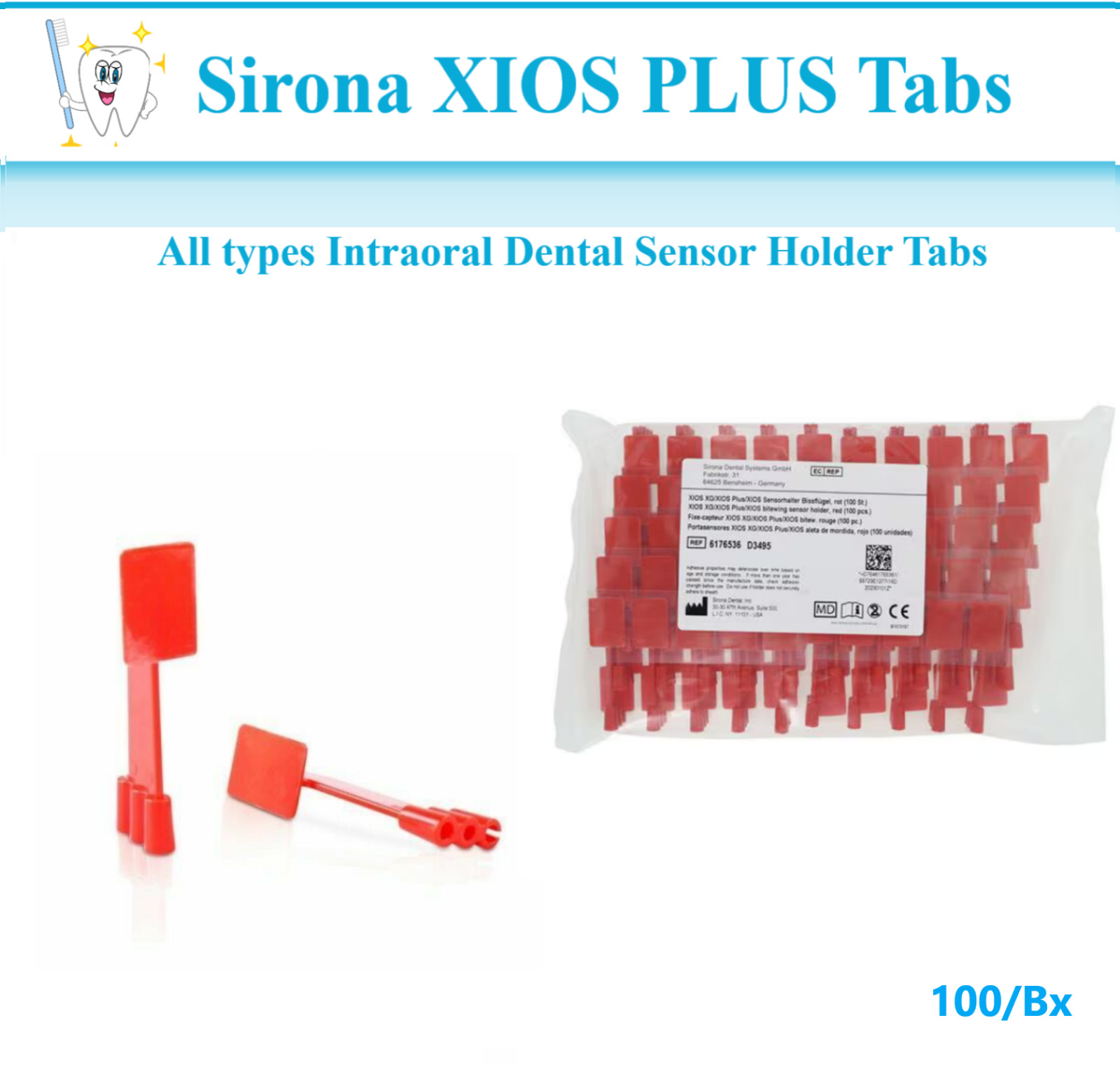 XIOS Plus X-Ray Disposable Digital Sensor Holder fits XCP ring arm 100 pcs