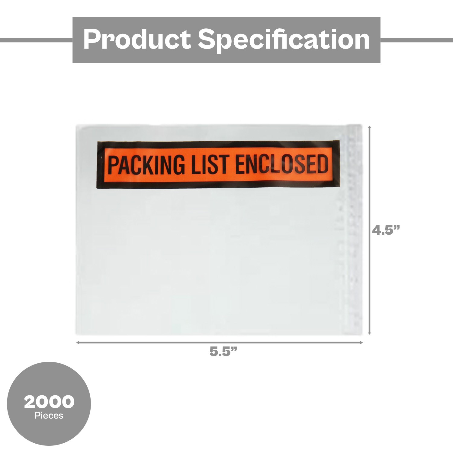 Packing List Enclosed Pouches, 4.5″ x 5.5″, Panel Face, Self-Adhesive, 2000 Pack