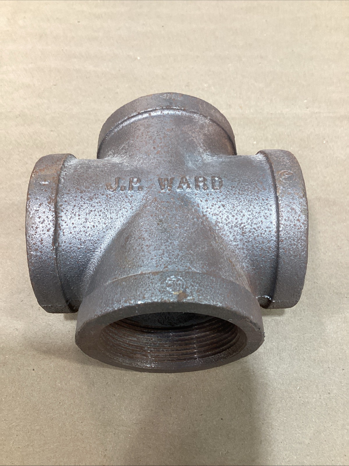 Black Iron Cross 2″ NOS 4-way TEE Female Fitting Pipe