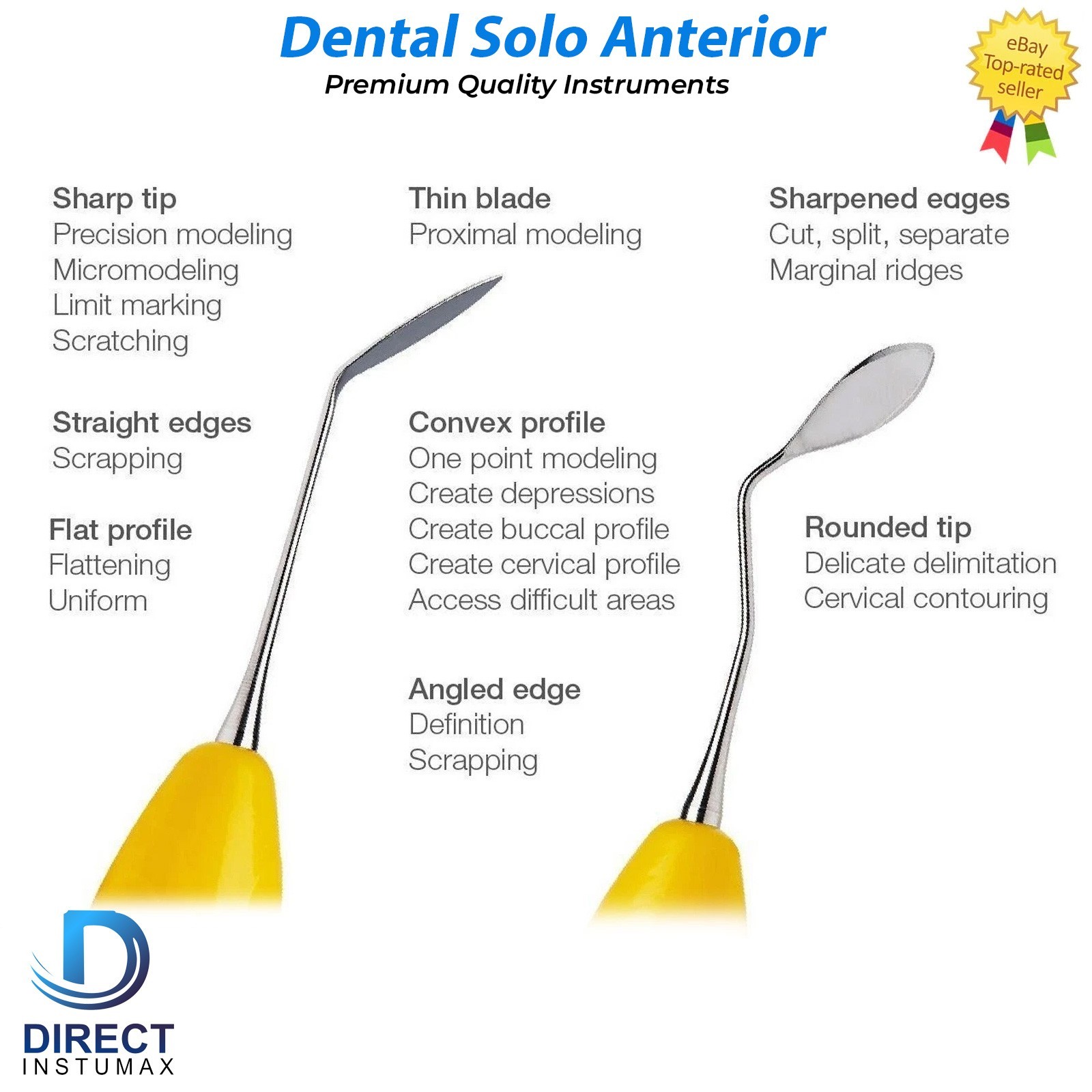 Solo Anterior Dental Composite Filling Instruments Restorative Silicone Handle
