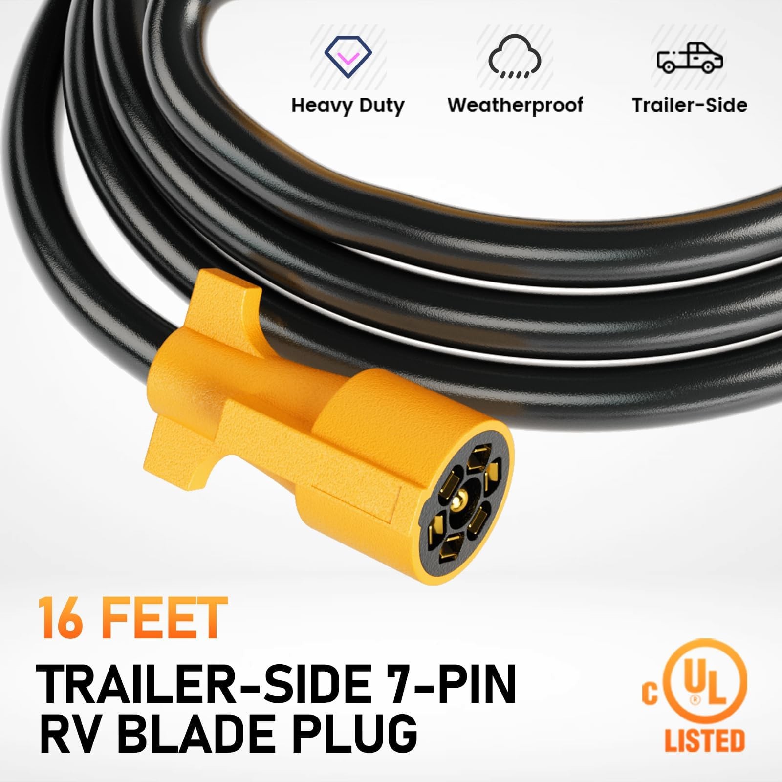MECMO 16ft Replacement 7-Pin RV Blade Trailer Wiring Harness Plug Heavy Duty …