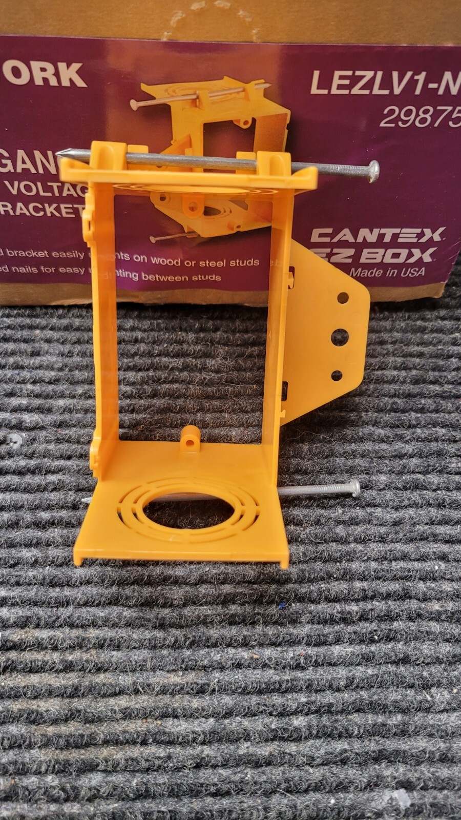 Box of 12 EZLV1-NWN, 1-Gang Orange Plastic New Work Interior Wall Electrical Box
