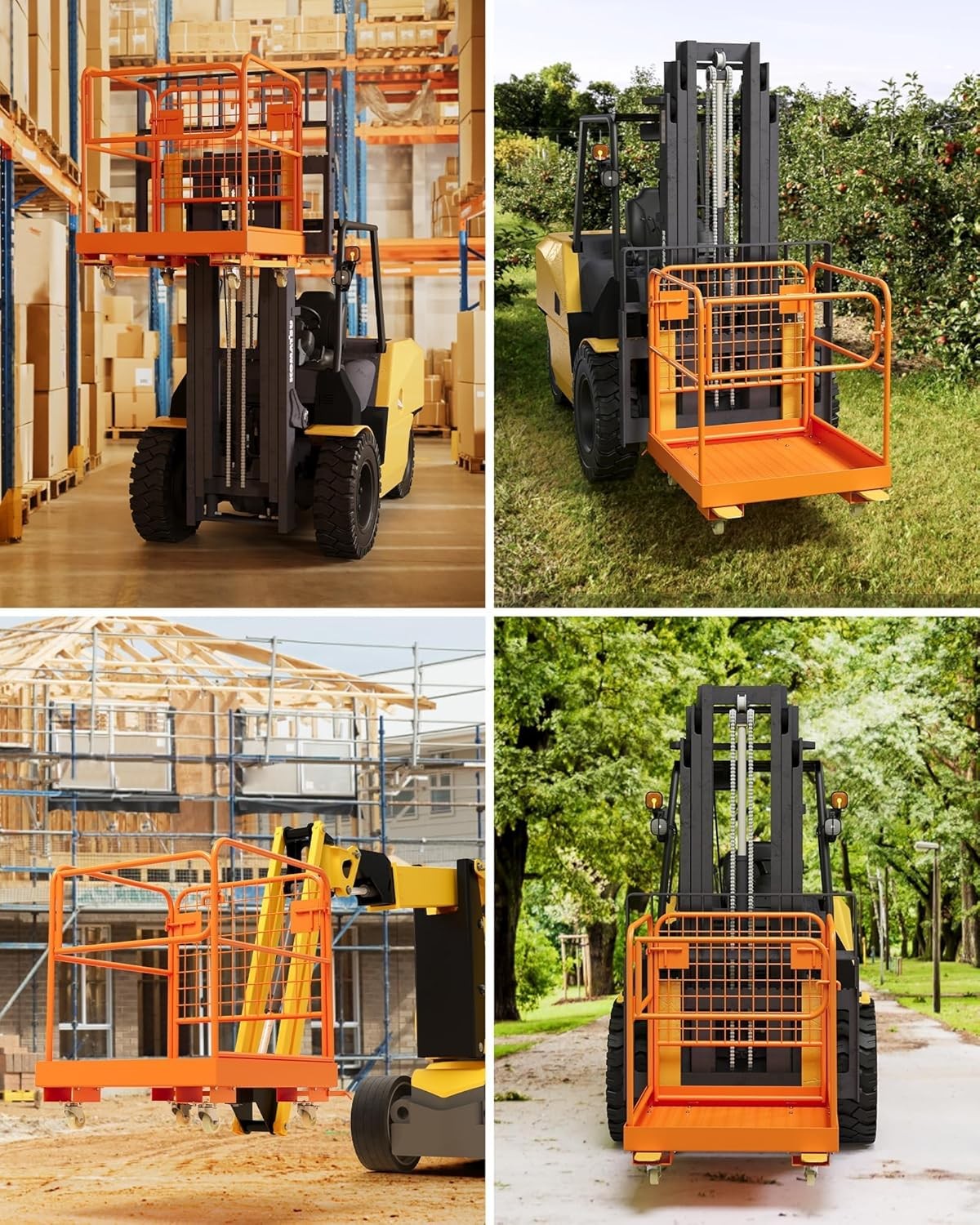 1200Lbs 36″ x 36″ Forklift Safety Cage Forklift Steel Man Basket with Gloves