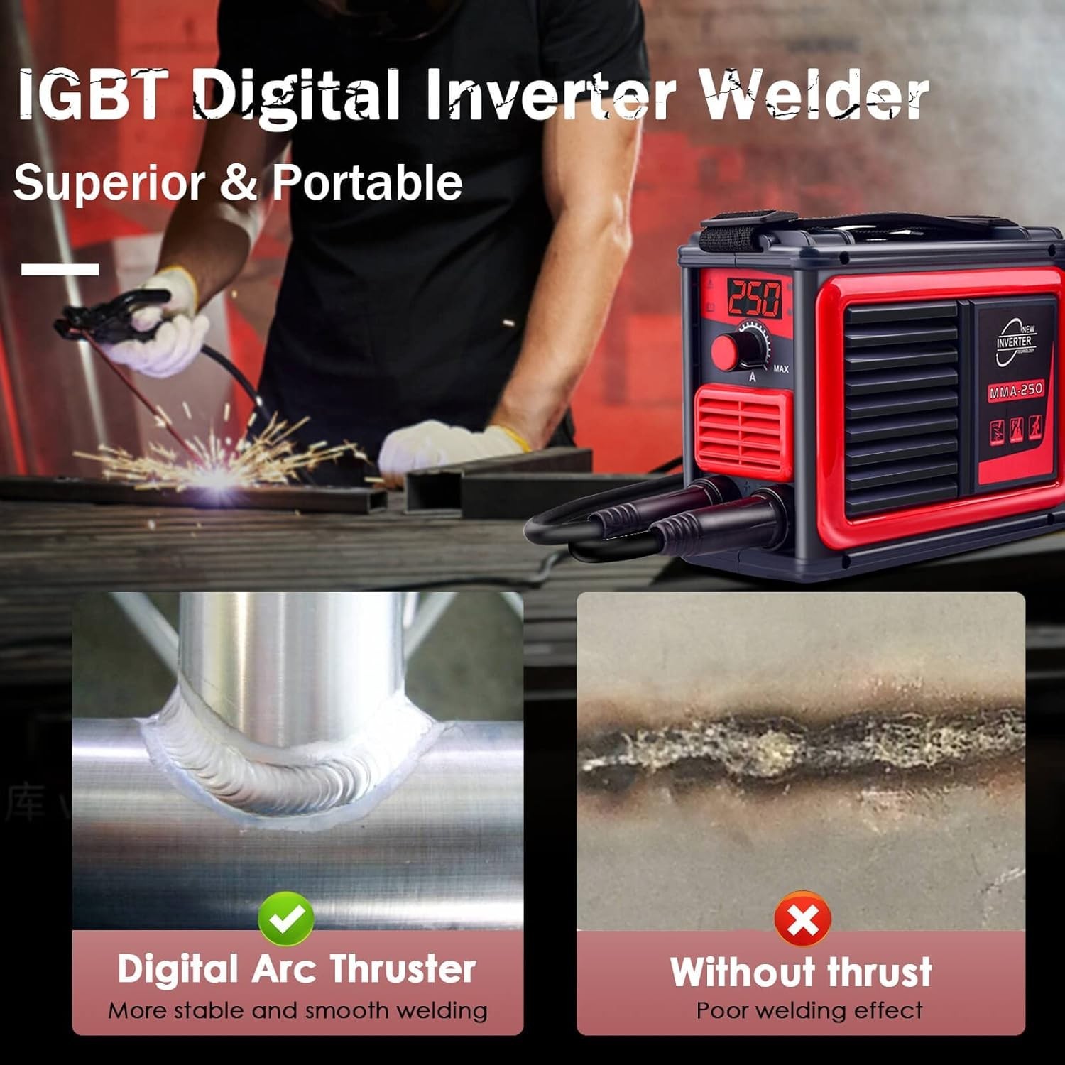 MMA Welder Machine,125Amp ARC Welder Mini Stick Welder Digital Display Lcd,Hot S