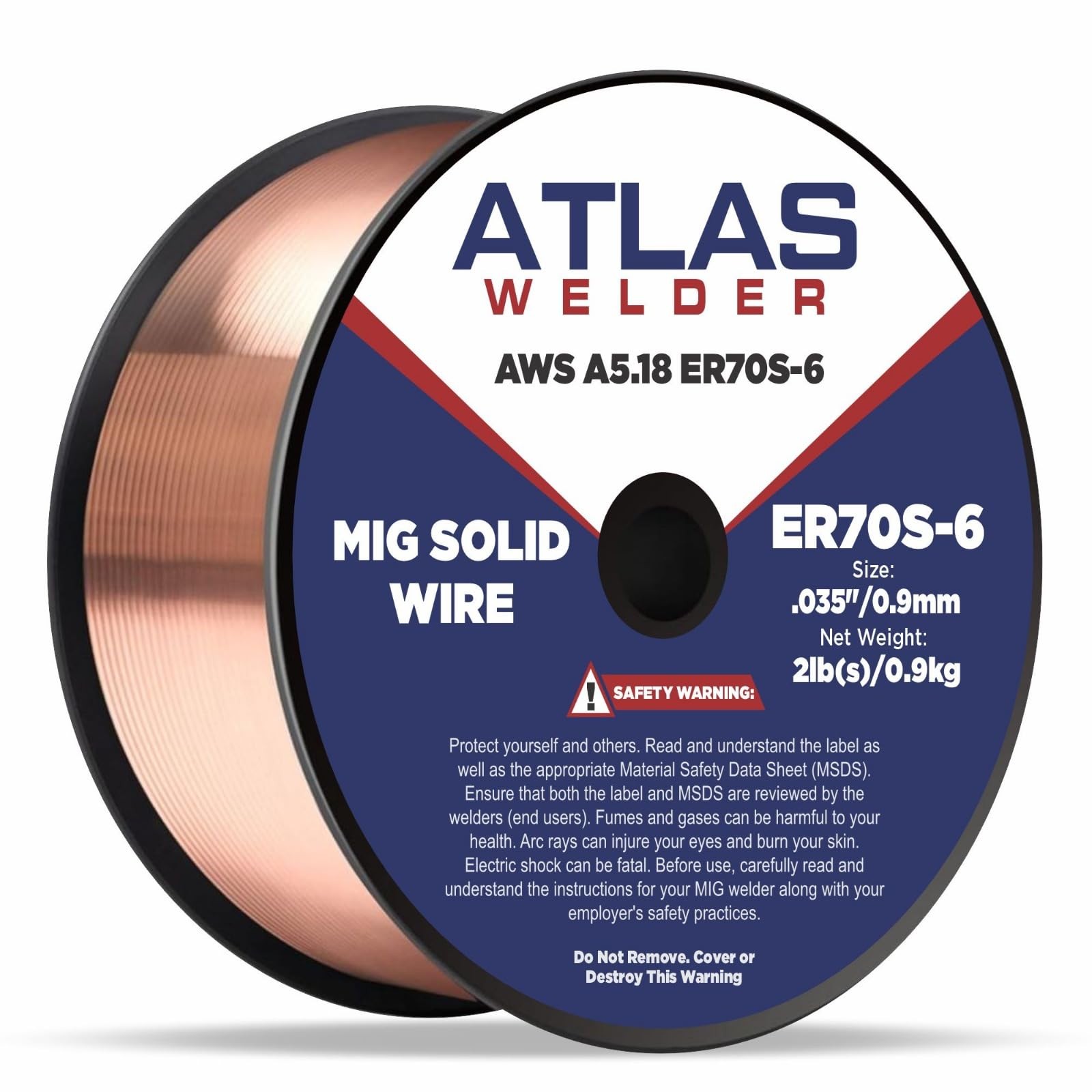 ATLASWELDER Solid MIG Welding Wire, ER70S-6 .035 Inch 2LB 2 LB, .035″ 2lb