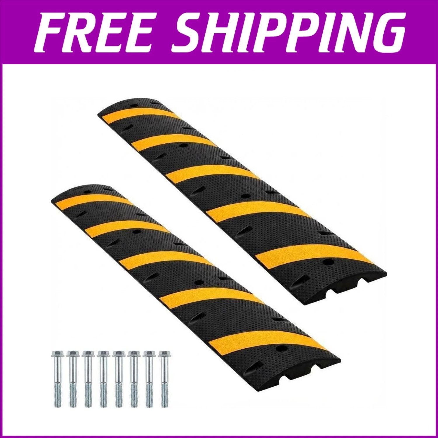 2 Pack of Rubber Speed Bumps 6 ft Heavy Duty for Driveway Parking 25000 LBS Load