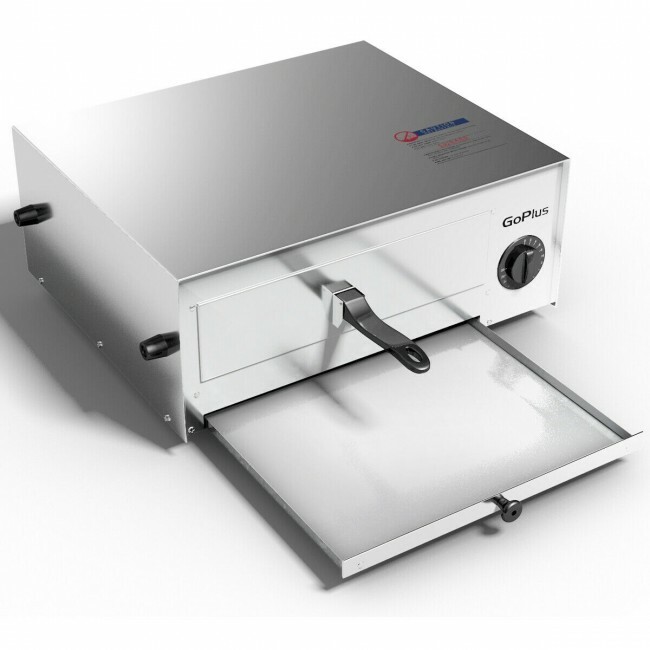 Commercial Kitchen Countertop Pizza Oven Electric Stainless Steel Pan Timer Home