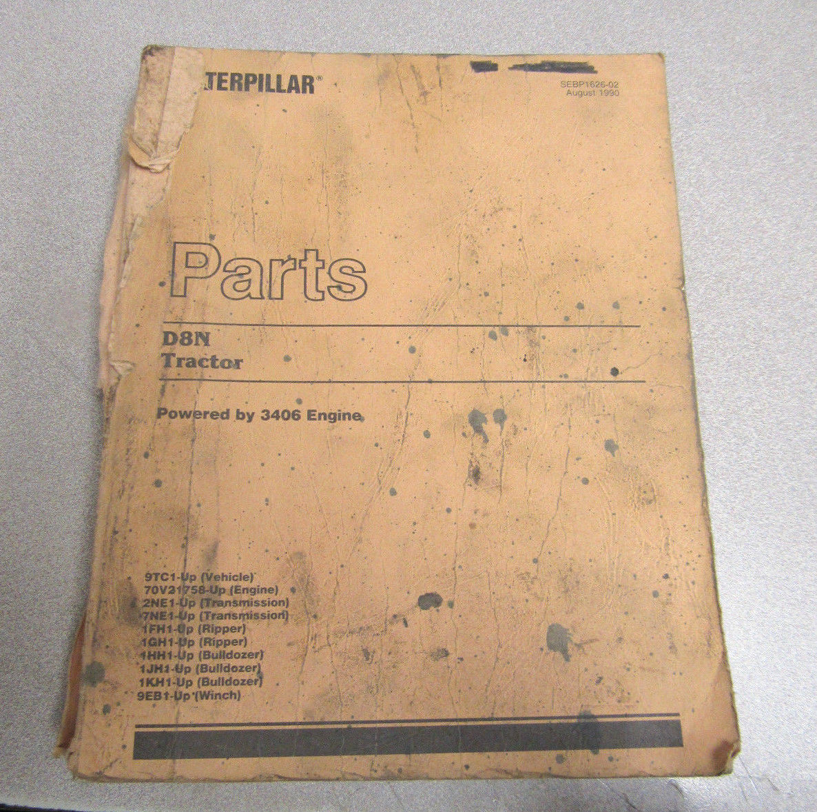 Caterpillar Cat D8N Tractor Parts Catalog Manual 9TC 70V 2NE 7NE 1FH 9EB 1990