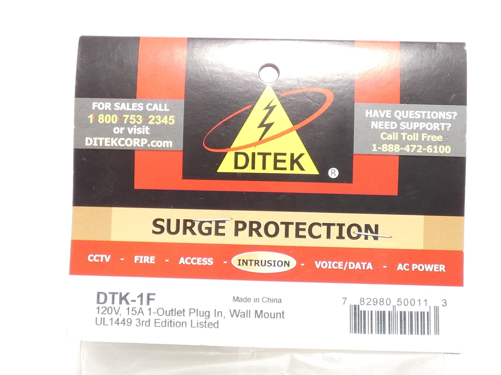 Ditek DTK-1F 1-Outlet Plug-In Wall Mount Surge Protection 120V 15A – NEW Surp…