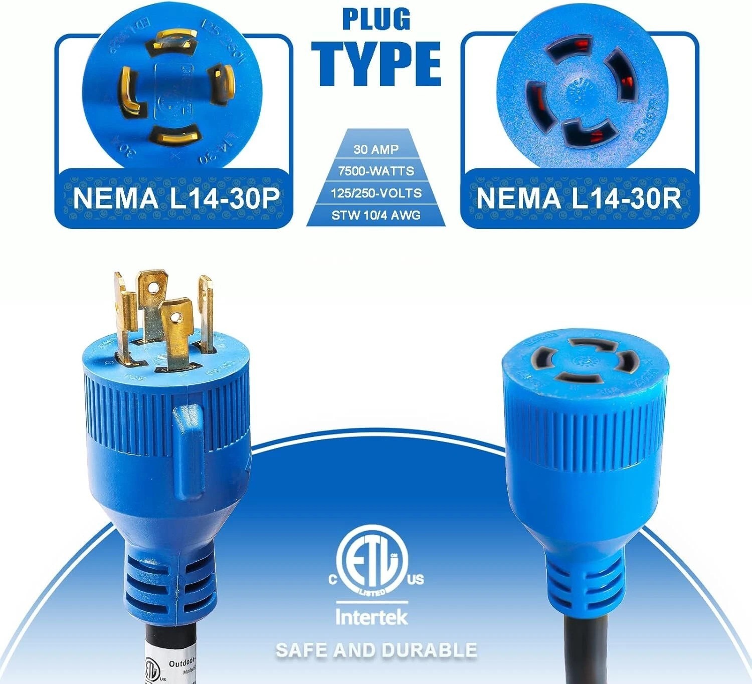 and Power Inlet Box, 25FT Generator Cords 30 Amp,125V/250V Generator Power Co…