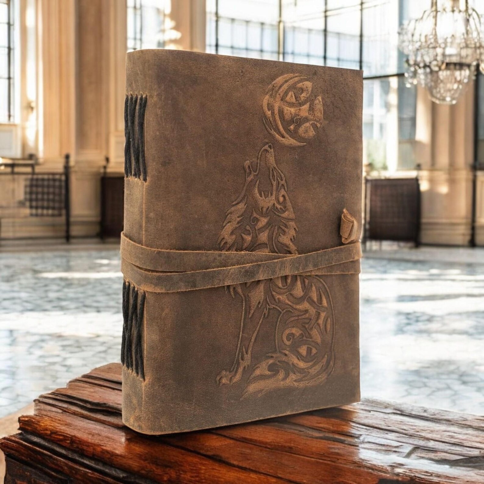 Leather Journal Set of10–Wolf Embossing Diary5x7,200Pages–Special Combo Deal