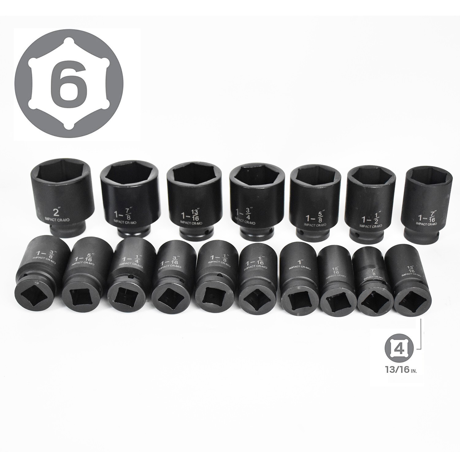 22Pcs Impact Socket Set 3/4″ Drive Deep SAE Cr-Mo Extension Bar Sliding T-Bar
